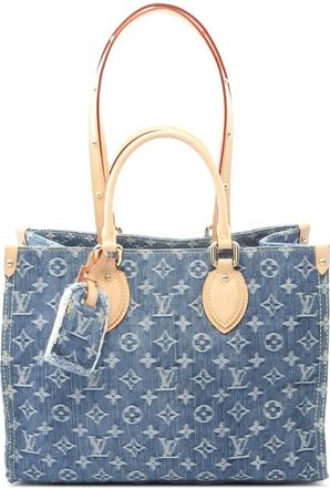 Louis Vuitton Borsa a spalla denim On-the-go MM con monogramma 2021 - Blu