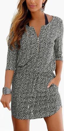 Lascana Womens Zip Detail Dress in Black Printed at Nordstrom, Size 10
