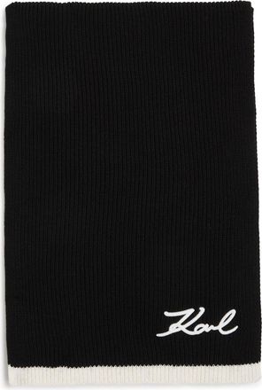 Karl Lagerfeld Signature knitted scarf - women - Polyamide/Viscose/Wool/Cashmere - One Size - Black