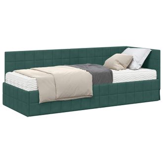 vidaXL Estructura De Cama Esquina Con Colch&oacute;n 2 Pcs Verde Terciopelo Vidaxl