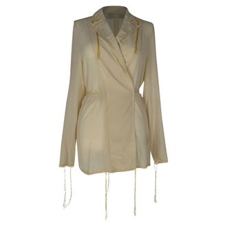 Acne Studios Sheer Wrap Jacket in Pastel Yellow Silk