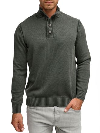Indicode Strickpullover INDICODE INNiels.5 Placket, Herren, Gr. XL, raven, Strick, Obermaterial: 100% Baumwolle, unifarben, regular fit, Pullover Strickpullove
