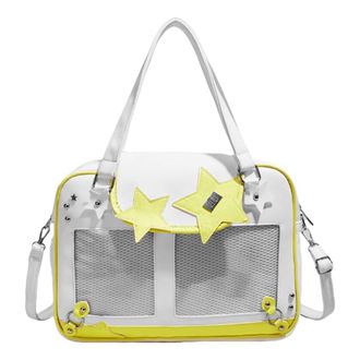 Generic Women Display Shoulder Bag PU Leather Kawaii Star Itabag Square Handbag (Yellow)