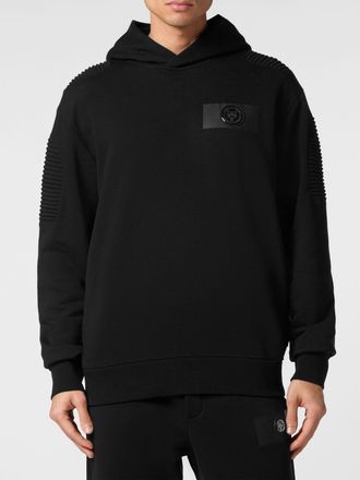 Plein Sport Relaxed Fit Hoodie with Tone-on-Tone Applied Logo