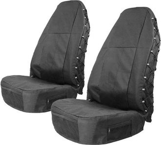 OEM Fundas Impermeables Universales Para Asientos Delanteros, Color Negro, Con Bolsillos De Almacenamiento (2 Unidades)