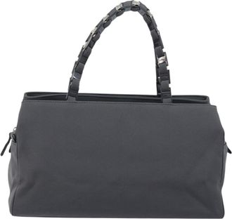 Ferragamo Vala Canvas Gray Canvas Handbag (Pre-Owned)