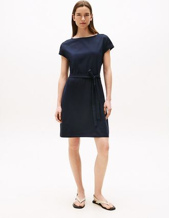 Tommy Hilfiger Womens Belted Stretch T-Shirt Dress - Navy - XXL