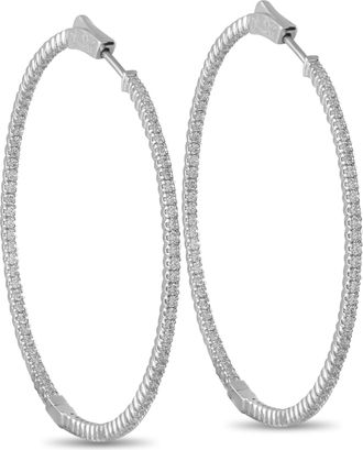 Luxury Bazaar 14K White Gold 1.78ct Diamond Inside-Out Hoop Earrings MF12-111825