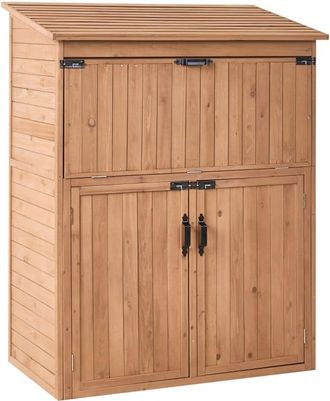 Beliani Cobertizo para herramientas 127 cm 66 cm Marr&oacute;n