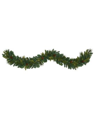 Nearly Natural 6Ft. Mixed Pine And Pinecone Artificial Garland With 35 Clear Led Lights