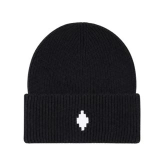 Marcelo Burlon Logo Beanie - unisex - Accessoires - Zwart - Maat: ONE Size Wol