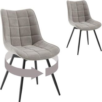 Woltu 2x Sedie da pranzo, sedie per soggiorno, salotto, ufficio o terrazza, schienale ergonomico, seduta vellutoe gambe in metallo, Grigio Chiaro