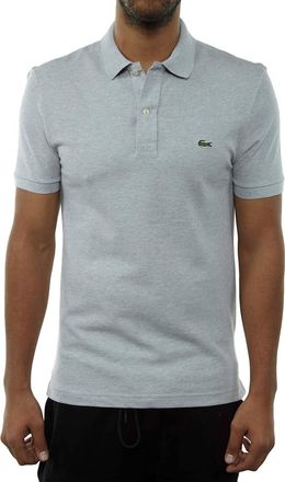 Lacoste Short Sleeve Classic Pique Polo Shirt In Silver/grey Chine