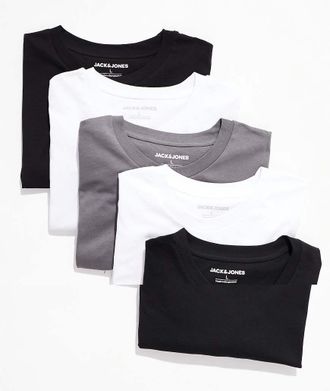Jack & Jones oversize T-shirt 5 pack in white, black & gray-Multi