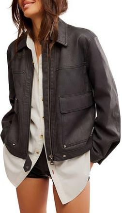 Free People Blair Faux Leather Jacket in Charcoal Combo at Nordstrom Rack, Size X-Small