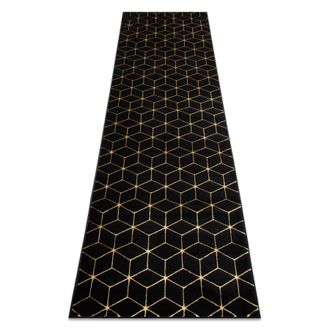 RugsX Tappeto, Tappeti Passatoie Gloss Moderno 409c 86 Cubo Elegante, Glamour, Art Deco Nero / Oro Black 70x200 Cm