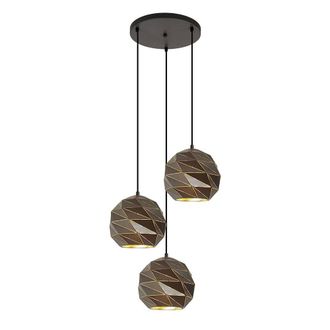 Netlighting Palermo Modern 3 Light Cluster Pendant Ceiling Light E27 in Black