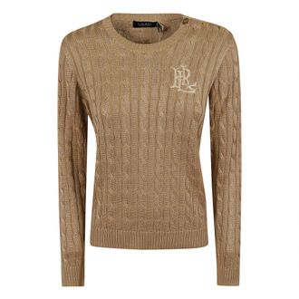 Ralph Lauren Trui Pullover - Dames - Ronde hals truien - Beige - L - Truien & Vesten