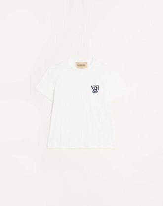 Valentino Cotton T-Shirt With Vg Patch Man IVORY 3XL