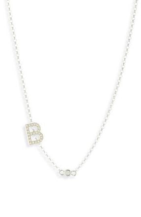 Meshmerise Bezel Diamond Initial Chain Necklace - 0.2ct. in White-B at Nordstrom Rack
