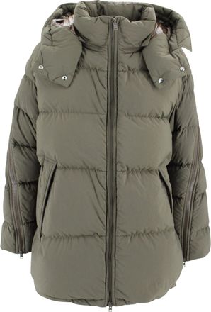 Herno Green Down Jacket With Quilted Design And Removable Hood In Tech Fabric Woman
