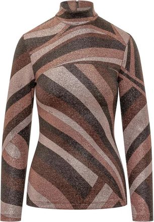 Pucci Iride Print Lurex Jersey Top - Dames - Longsleeves - Bruin - M - Polyester - Tops