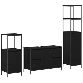 Berkfield Home 3 Piece Bathroom Furniture Set - Black Oak Engineered Wood