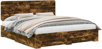 vidaXL Estructura De Cama Con Cabecera Roble Ahumado 200 X 200 Cm Vidaxl