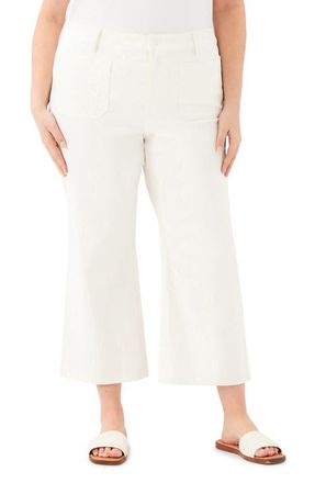 Karen Kane Lauren Stretch Cotton Crop Pants in Off White at Nordstrom, Size 16W