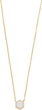 Argento Vivo Pavé Mother-of-Pearl Hexagon Pendant Necklace in Gold at Nordstrom Rack