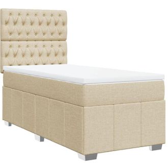 vidaXL Cama Box Spring Con Colch&oacute;n Tela Color Crema 90x190 Cm Vidaxl