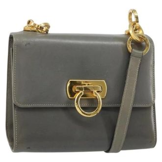 Ferragamo Pre-owned Leather Cross Body Bag - Dames - Pre-owned - Grijs - Maat: ONE Size Leer