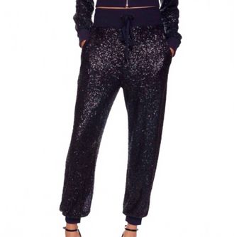 Susana Monaco Womens Sequin Jogger Pants In Black