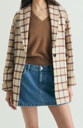 Scalpers Plaid Cloth Coat in Ecrucheck at Nordstrom, Size Medium Eu