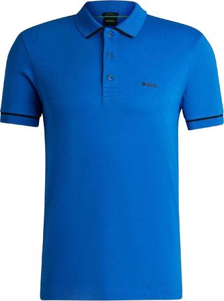 HUGO BOSS Heren Paule Interlock Slim Poloshirt (Blauw)