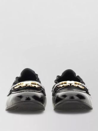 Ferragamo loafers round toe gold tone hardware