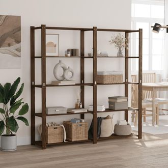 vidaXL Vidaxl - Estanter&iacute;a De 5 Niveles Madera Maciza Pino Marr&oacute;n 170x38x170 Cm