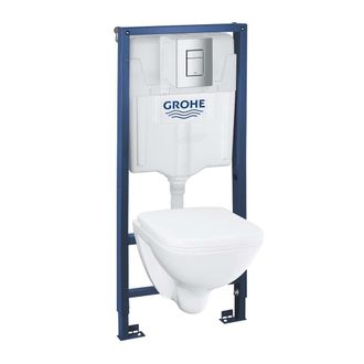 GROHE Solido - Conjunto De M&oacute;dulo De Instalaci&oacute;n Empotrado, Inodoro Y Asiento Softclose, Pulsador Even, Cromo 39467000