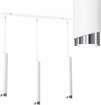 OEM L&aacute;mpara Colgante Tubo Regleta 3x Gu10 Cromo Blanco Bisel