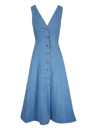 Veronica Beard Lou sleeveless denim midi dress - women - Elastane/Cotton - 10 - Blue