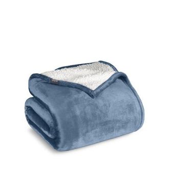 Bare Home Reversible Plush Fleece Blanket in Coronet Blue at Nordstrom, Size Full