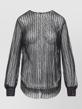 Alberta Ferretti embellished tulle long-sleeve blouse