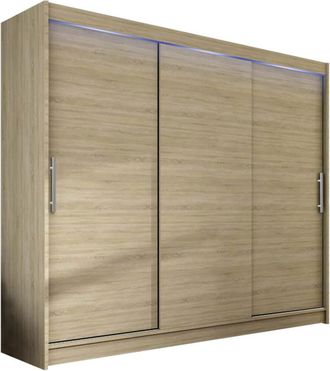 Mirjan24 Armario Closico 118, Roble Sonoma, 215x250x58cm, Puertas De Armario: Correderas, N&uacute;mero De Estantes: 0, Led