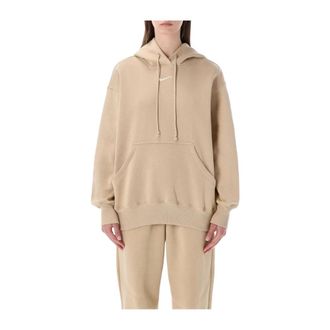 Nike Club Fleece Pullover Hoodie - Dames - Sportshirts - Beige - L - Katoen - Fitness