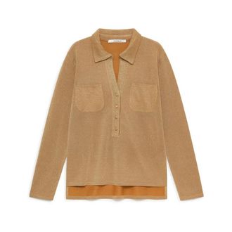 Maliparmi Maliparmi, Truien & Vesten, Dames, Geel, XS, Polyester, Shiny Fluid Lurex Truien