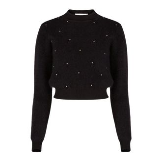 Nina Ricci Truien & Vesten, Dames, Zwart, L, Wol, Mohair Trui Met Gouden Noppen