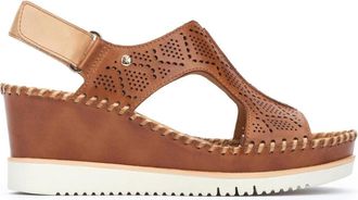 Pikolinos Bruine leren damessandaal - Dames - Sleehakken - Bruin - 40 EU - Leer - Schoenen
