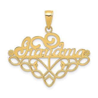 Diamond2Deal 10k Yellow Gold GRANDMA Birthstone Charm Holder Pendant