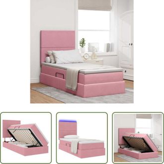 vidaXL Letto con LED - Letto con contenitore e LED con led Rosa 90 x 200 cm Velluto