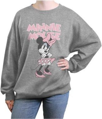 Minnie Mouse Juniors Minnie Mouse Sassy Attitude Pose Sweatshirt in Heather Gray at Nordstrom, Size Xx-Large